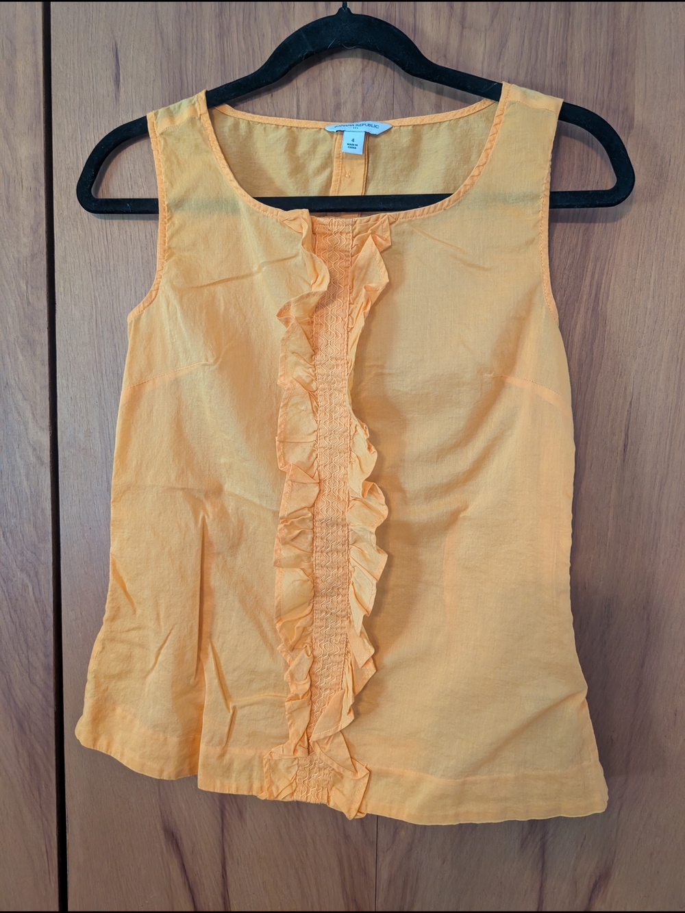 Banana Republic Yellow Ruffle Front Sleeveless Tank Size 4